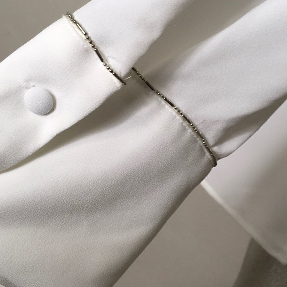 Alfani white long sleeve beaded top. - Picture 7 of 10